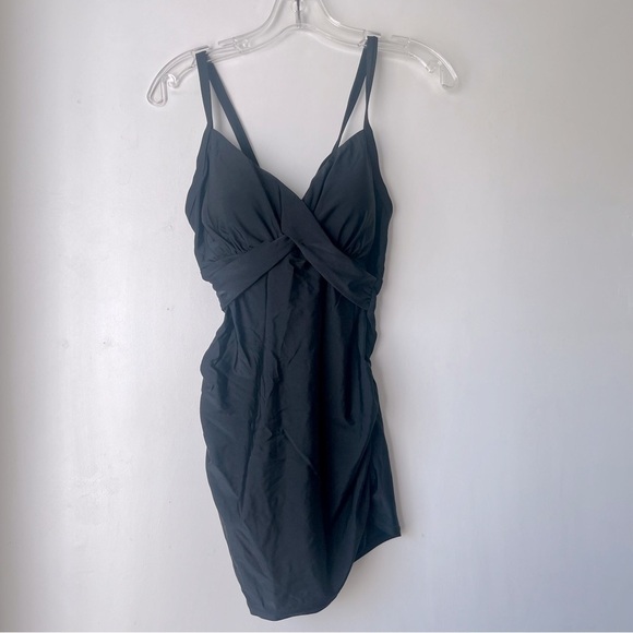 Pinkblush Black Solid Wrap Front Maternity Tankini Top L - Picture 5 of 7